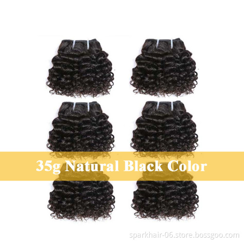 SPARK Wholesale Pixie Cut Kinky Curly Hair Bundles with 4*4 Lace Closure Indian Remy Human Hair Extensions Natural Black Color
